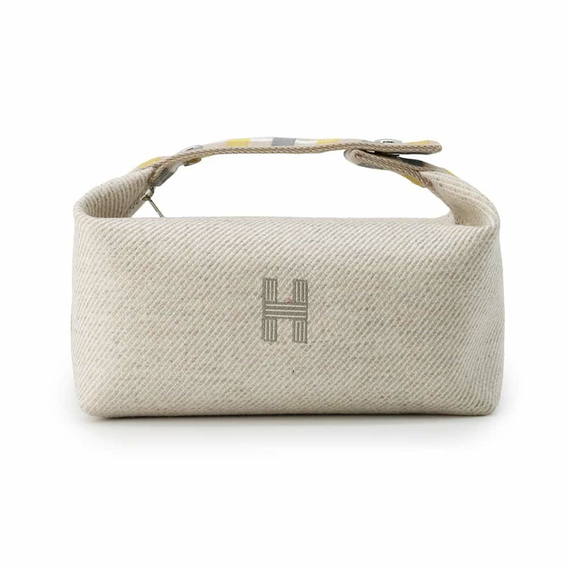 エルメス ポーチ ブリッド・ア・ブラックPM オ・カレ セージ/シルバー金具 キャンバス HERMES ポーチ