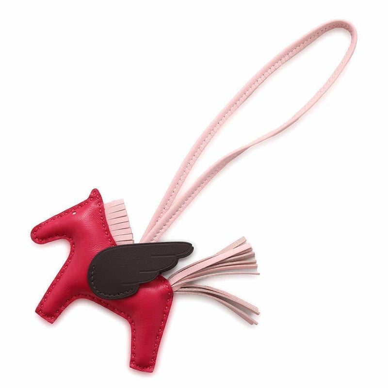 エルメス バッグチャーム ロデオPM ペガサス フランボワーズ/ローズサクラ/ルージュセリエ ラムスキン Z刻印 HERMES