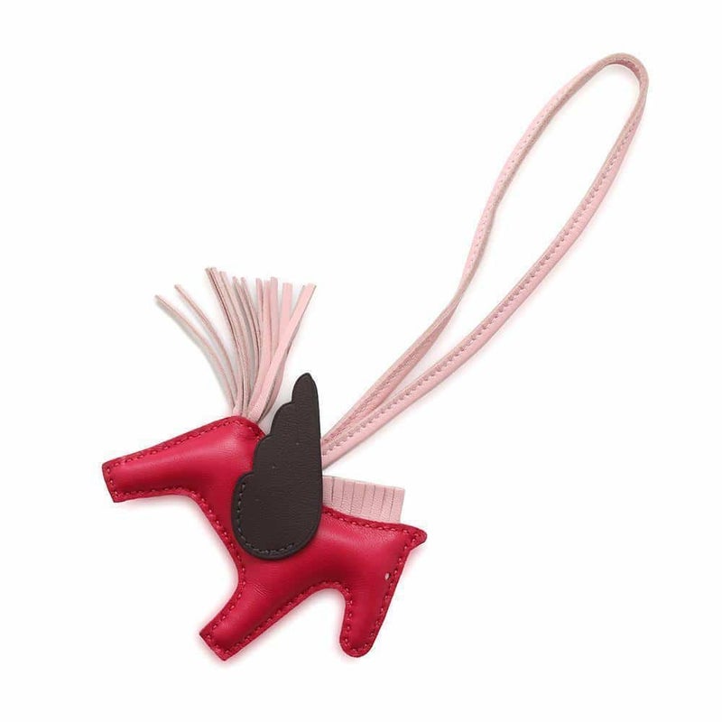エルメス バッグチャーム ロデオPM ペガサス フランボワーズ/ローズサクラ/ルージュセリエ ラムスキン Z刻印 HERMES