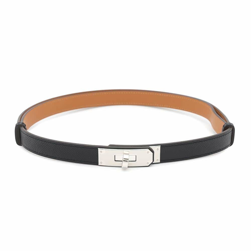 HERMES ケリーベルト　黒　シルバー エルメス ケリーベルト ブラック/シルバー金具 エプソン W刻印 HERMES