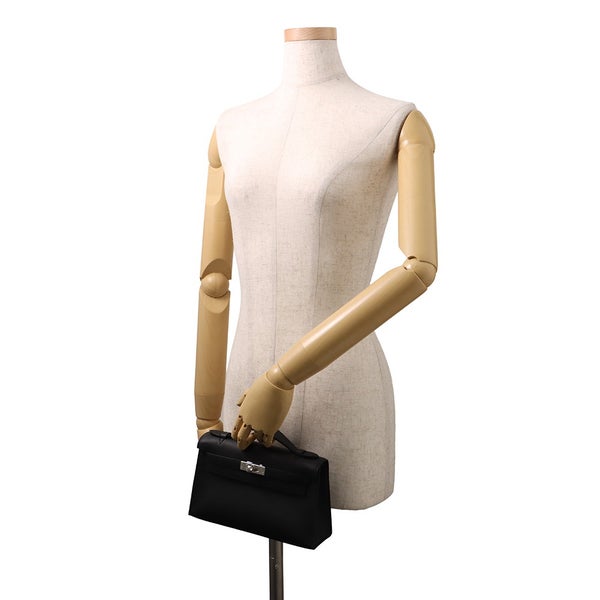 エルメス ハンドバッグ ポシェットケリー ブラック/シルバー金具 スイフト K刻印 HERMES バッグ 黒