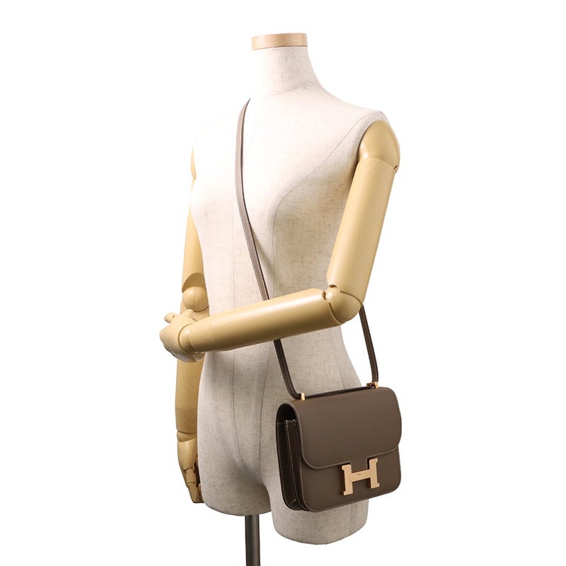 エルメス ショルダーバッグ ミニ コンスタンス3 ミロワール エトゥープ/ピンクゴールド金具 エプソン K刻印 HERMES Constance