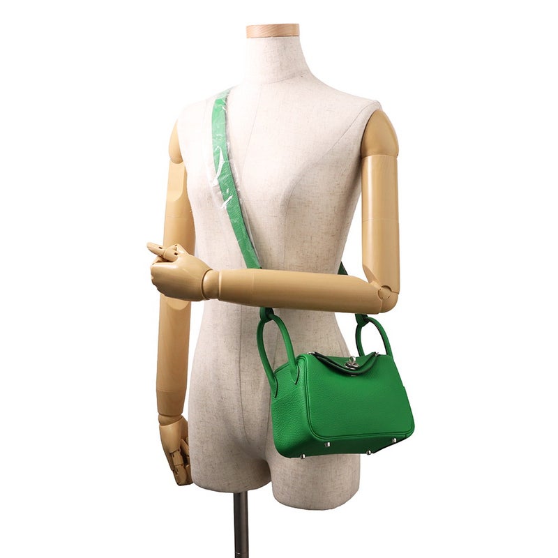 エルメス ハンドバッグ リンディ ミニ バンブー/シルバー金具 トリヨンクレマンス W刻印 HERMES  2wayショルダーバッグ