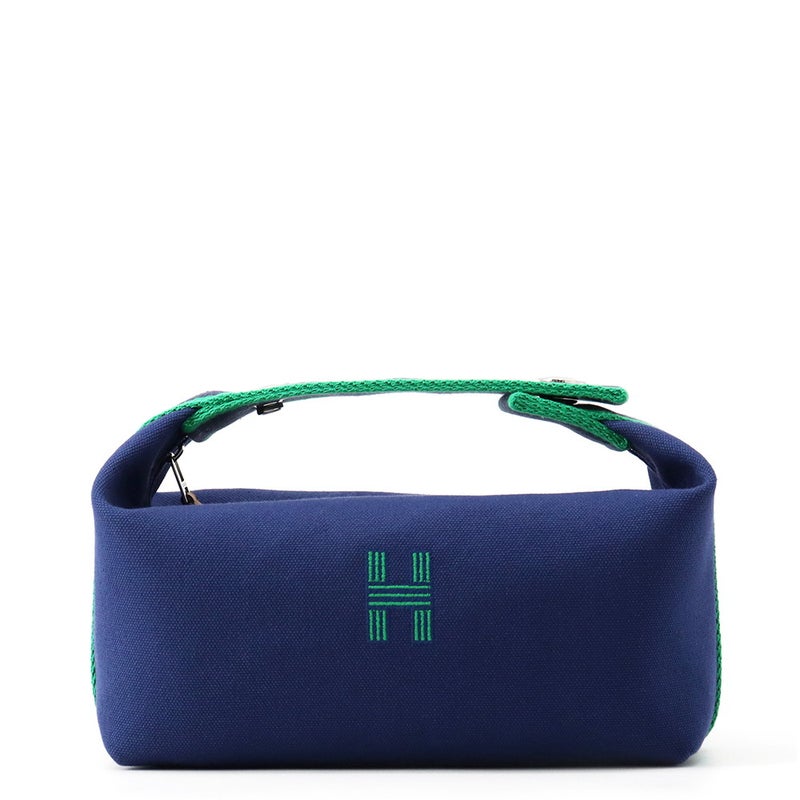 エルメス ポーチ ブリッド・ア・ブラックPM マリン/シルバー金具 キャンバス HERMES 小物入れ