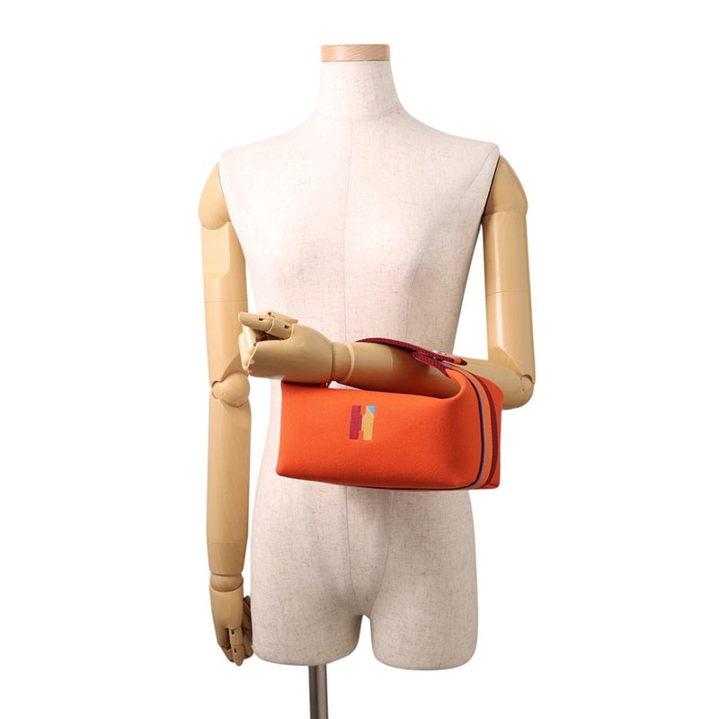 エルメス ポーチ ブリッド・ア・ブラック・HパヴィヨンPM オランジュ・フー/シルバー金具 キャンバス HERMES 小物入れ