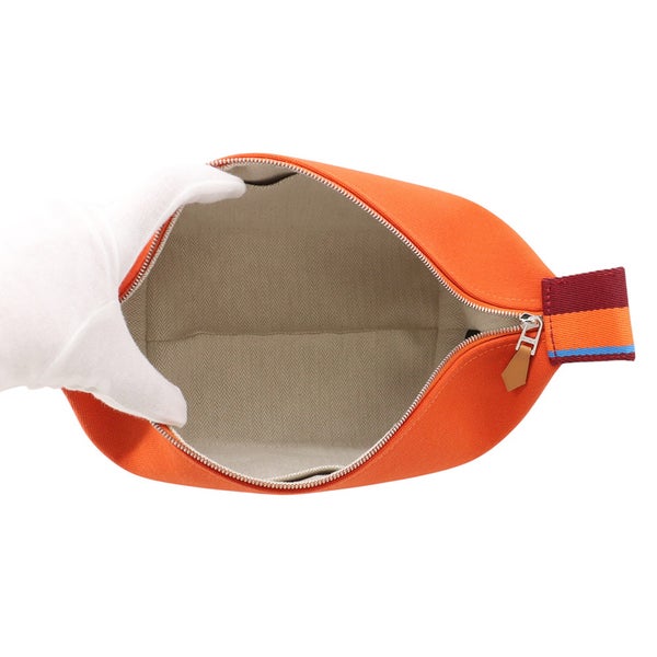 エルメス ポーチ ブリッド・ア・ブラック・HパヴィヨンPM オランジュ・フー/シルバー金具 キャンバス HERMES 小物入れ