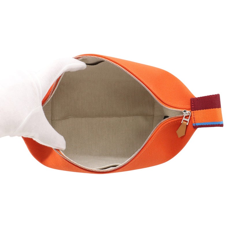 エルメス ポーチ ブリッド・ア・ブラック・HパヴィヨンPM オランジュ・フー/シルバー金具 キャンバス HERMES 小物入れ