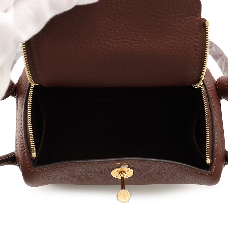 エルメス ハンドバッグ リンディ ミニ テール/ゴールド金具 トリヨンクレマンス G刻印 HERMES バッグ 2wayショルダーバッグ