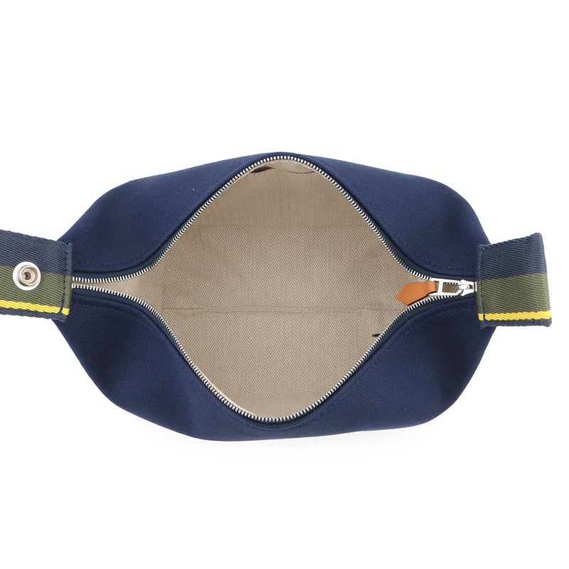 エルメス ポーチ ブリッド・ア・ブラックPM マリン/シルバー金具 キャンバス HERMES バッグ 小物入れ