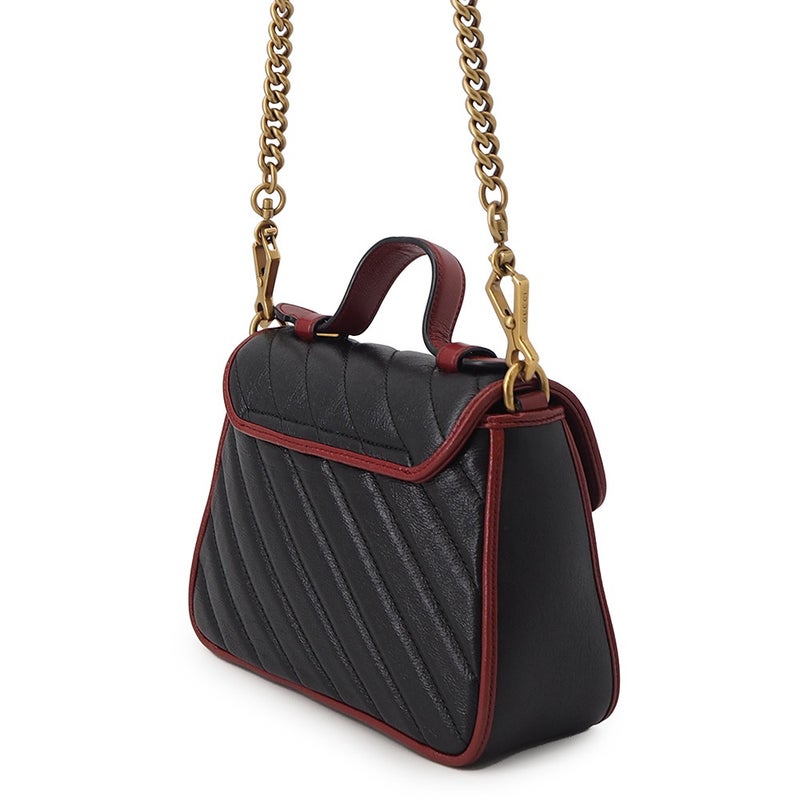 グッチ ハンドバッグ GGマーモント ミニ トップハンドルバッグ レザー 583571 GUCCI 2wayショルダーバッグ 黒