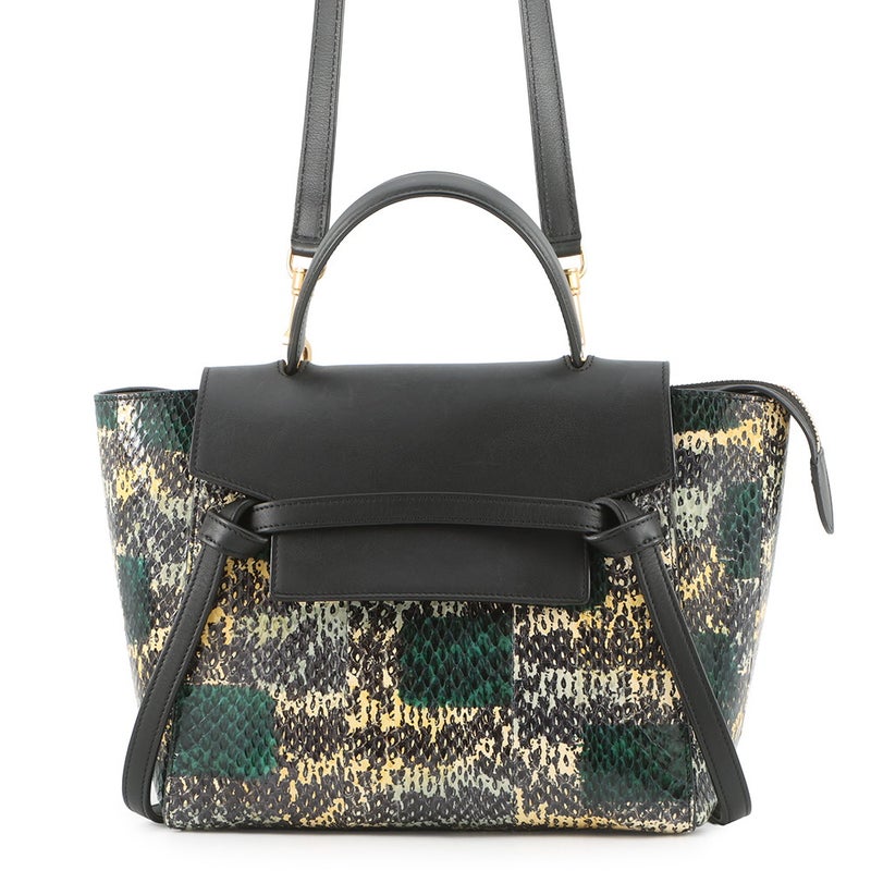セリーヌ ハンドバッグ ベルトバッグ マイクロ パイソン/レザー CELINE 2wayショルダーバッグ 黒