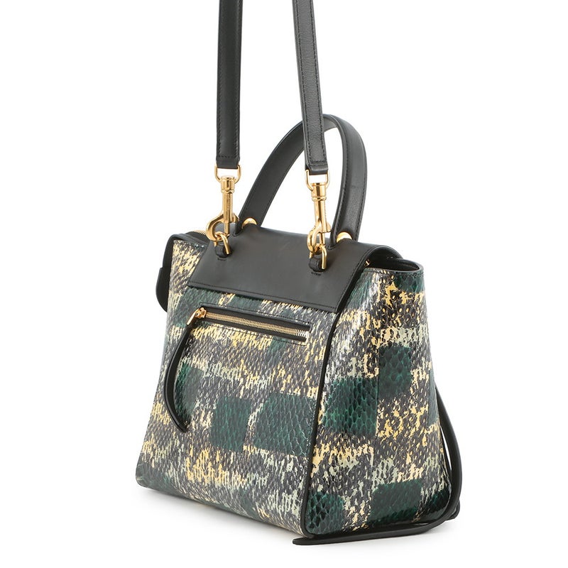 セリーヌ ハンドバッグ ベルトバッグ マイクロ パイソン/レザー CELINE 2wayショルダーバッグ 黒