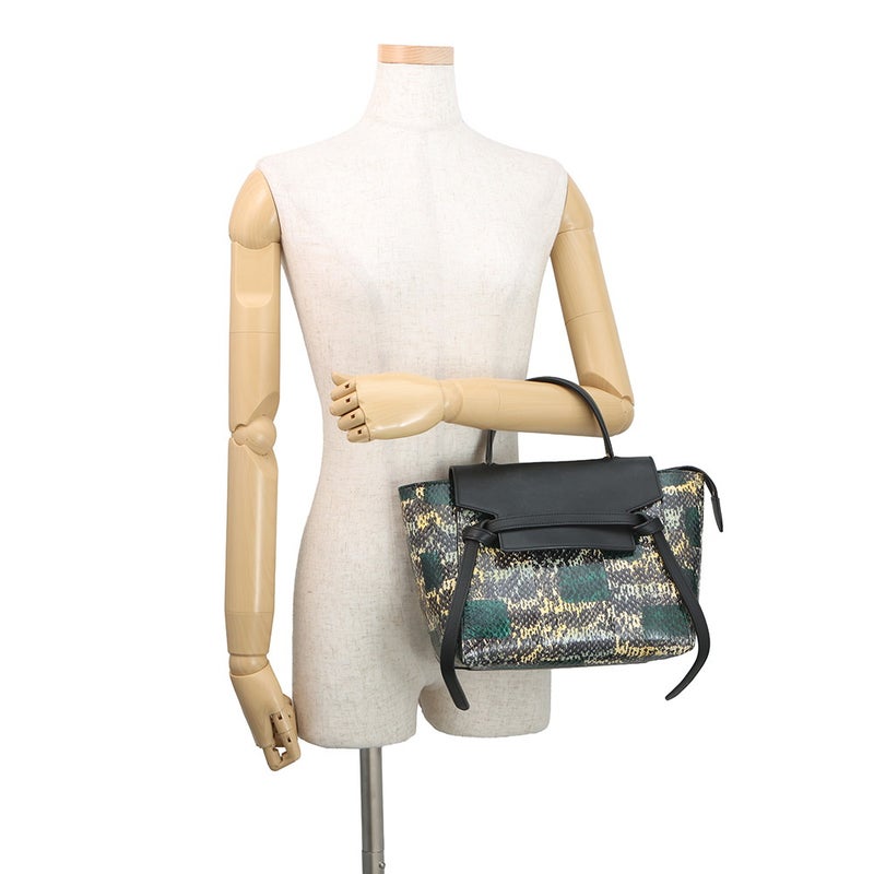 セリーヌ ハンドバッグ ベルトバッグ マイクロ パイソン/レザー CELINE 2wayショルダーバッグ 黒
