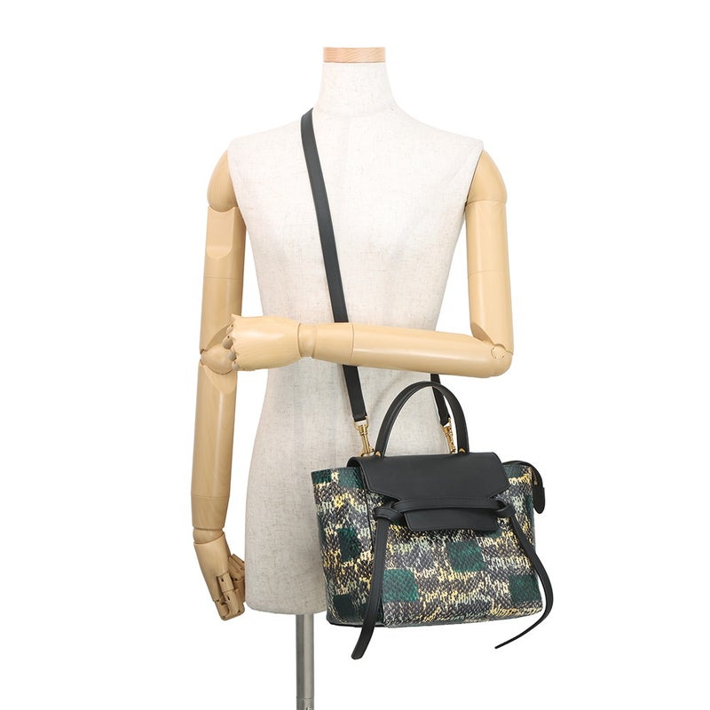 セリーヌ ハンドバッグ ベルトバッグ マイクロ パイソン/レザー CELINE 2wayショルダーバッグ 黒