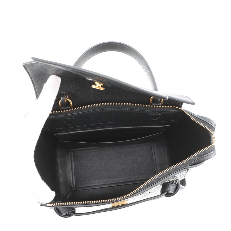 セリーヌ ハンドバッグ ベルトバッグ マイクロ パイソン/レザー CELINE 2wayショルダーバッグ 黒