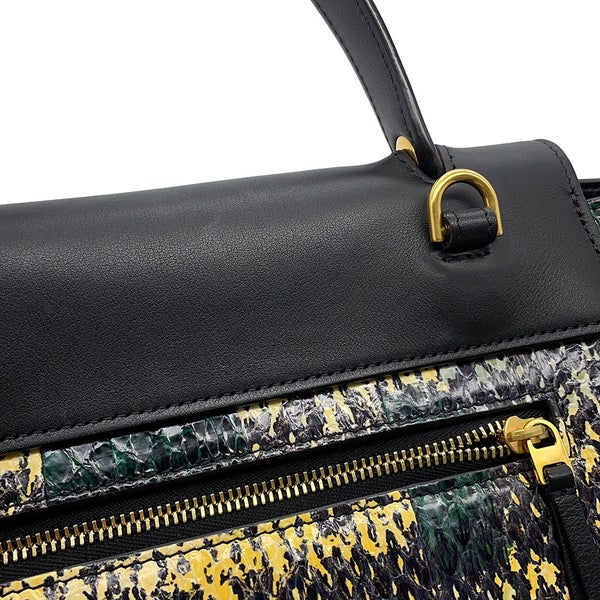セリーヌ ハンドバッグ ベルトバッグ マイクロ パイソン/レザー CELINE 2wayショルダーバッグ 黒