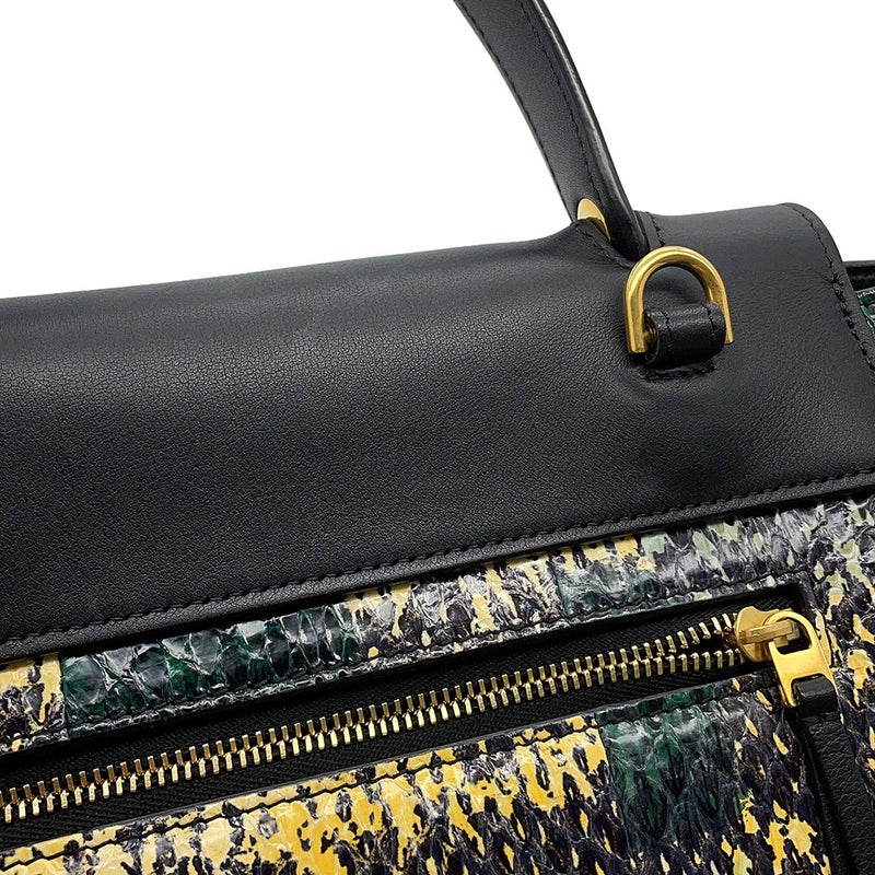 セリーヌ ハンドバッグ ベルトバッグ マイクロ パイソン/レザー CELINE 2wayショルダーバッグ 黒