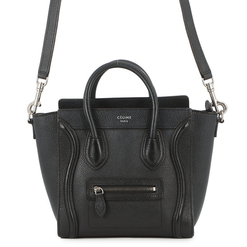 セリーヌ ハンドバッグ ラゲージ ナノショッパー レザー 168243 CELINE 2wayショルダーバッグ 黒