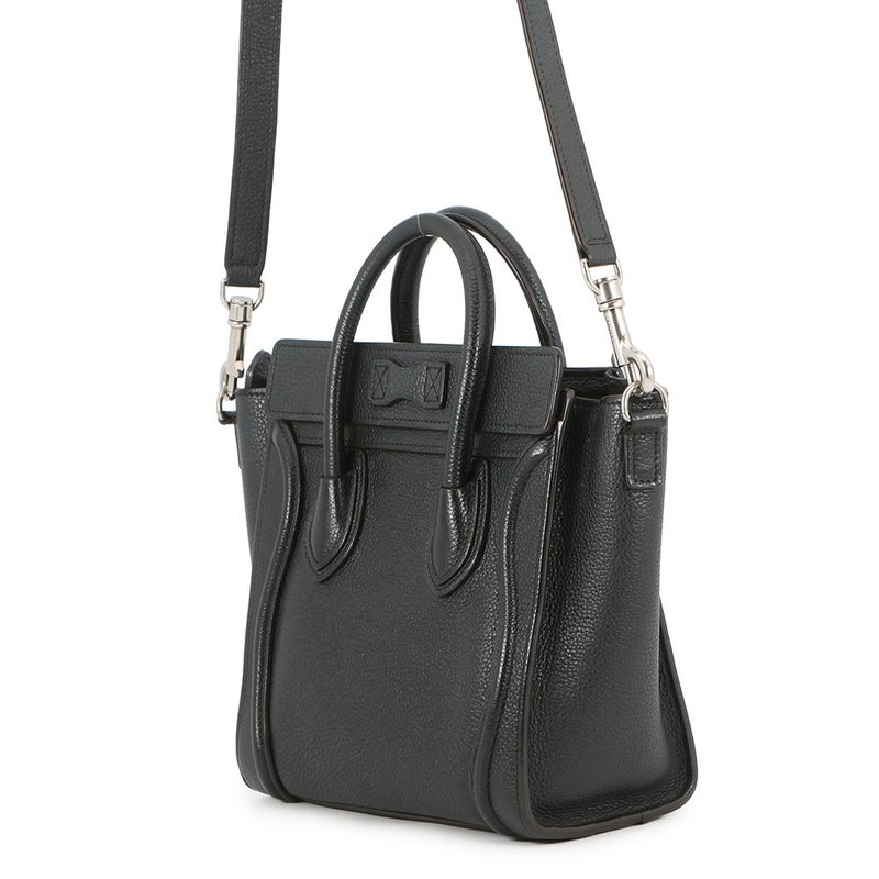 セリーヌ ハンドバッグ ラゲージ ナノショッパー レザー 168243 CELINE 2wayショルダーバッグ 黒