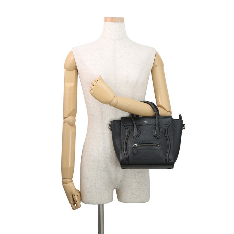 セリーヌ ハンドバッグ ラゲージ ナノショッパー レザー 168243 CELINE 2wayショルダーバッグ 黒
