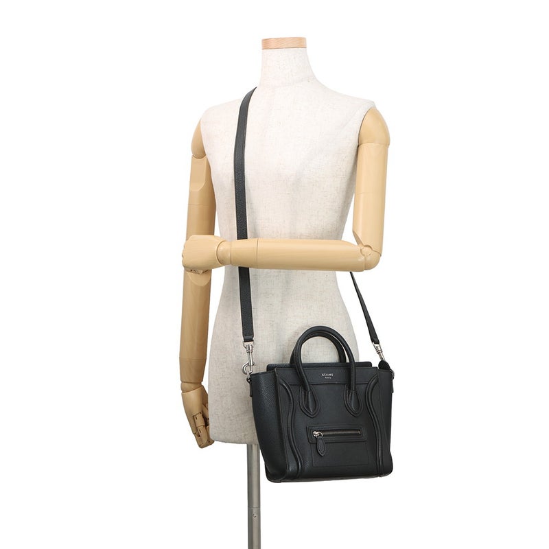セリーヌ ハンドバッグ ラゲージ ナノショッパー レザー 168243 CELINE 2wayショルダーバッグ 黒