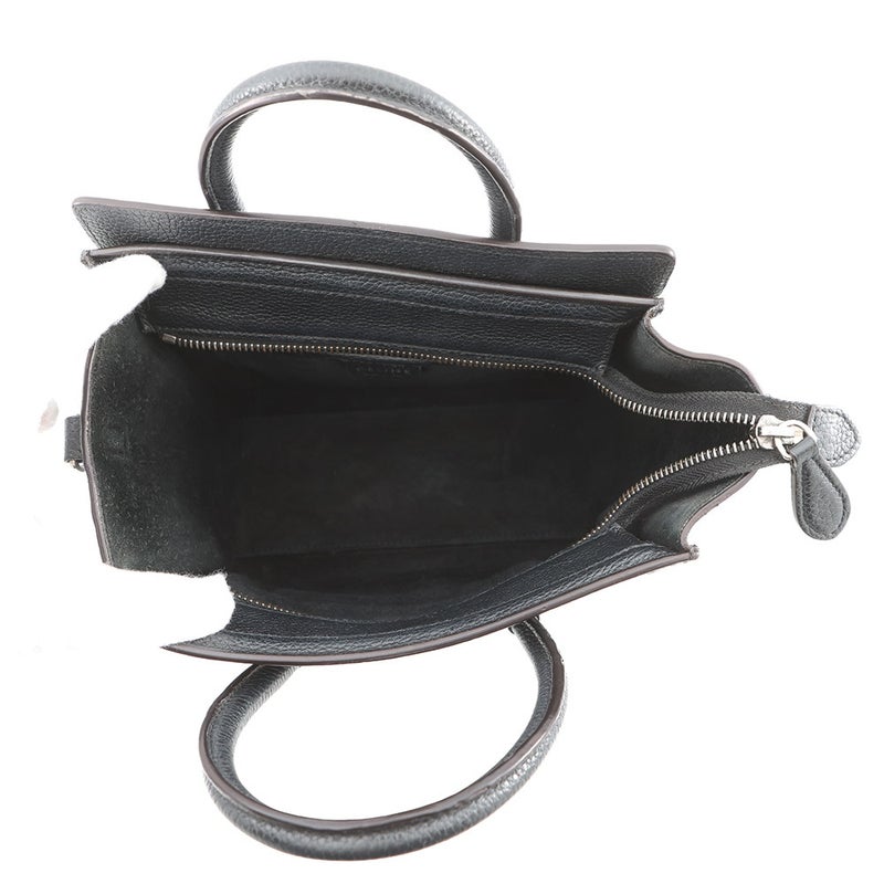 セリーヌ ハンドバッグ ラゲージ ナノショッパー レザー 168243 CELINE 2wayショルダーバッグ 黒