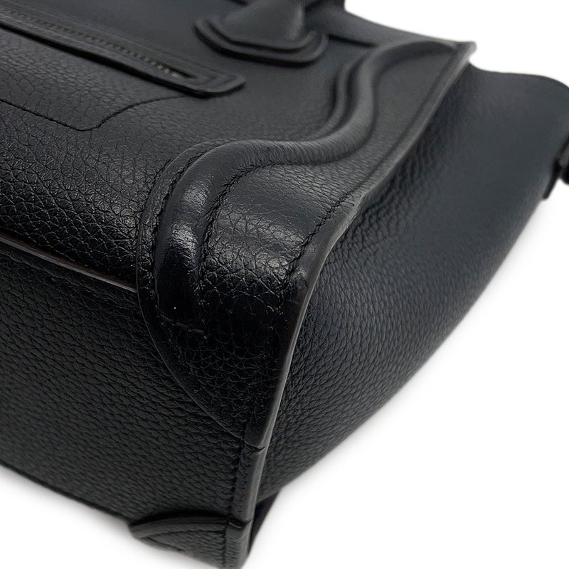 セリーヌ ハンドバッグ ラゲージ ナノショッパー レザー 168243 CELINE 2wayショルダーバッグ 黒