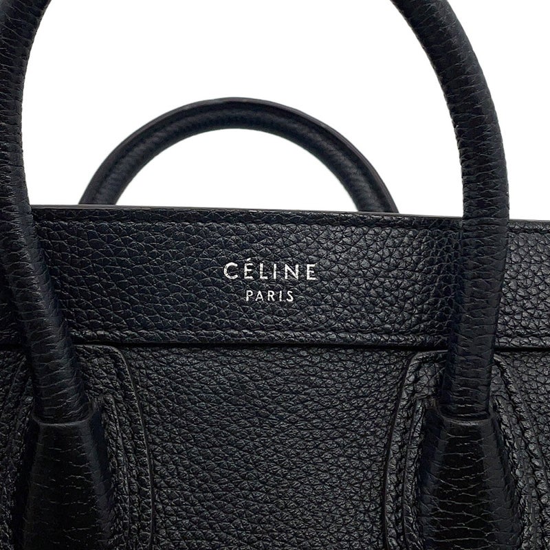 セリーヌ ハンドバッグ ラゲージ ナノショッパー レザー 168243 CELINE 2wayショルダーバッグ 黒