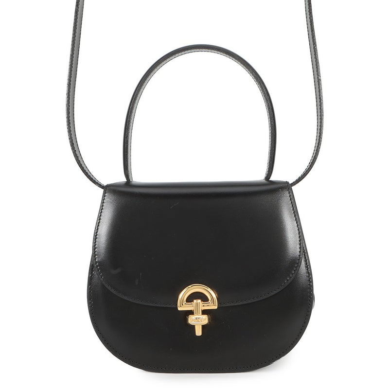 セリーヌ ハンドバッグ  ヴィンテージ レザー CELINE 2wayショルダーバッグ 黒