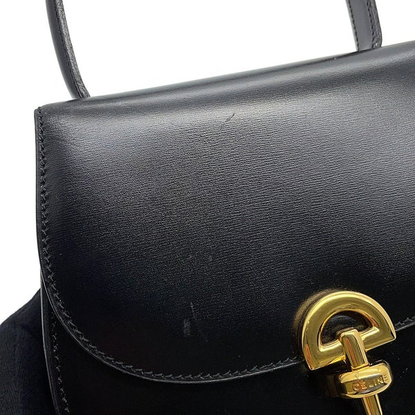 セリーヌ ハンドバッグ  ヴィンテージ レザー CELINE 2wayショルダーバッグ 黒