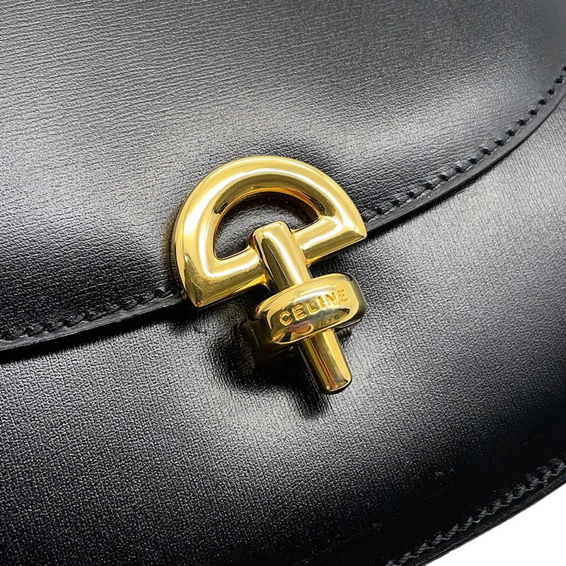 セリーヌ ハンドバッグ  ヴィンテージ レザー CELINE 2wayショルダーバッグ 黒