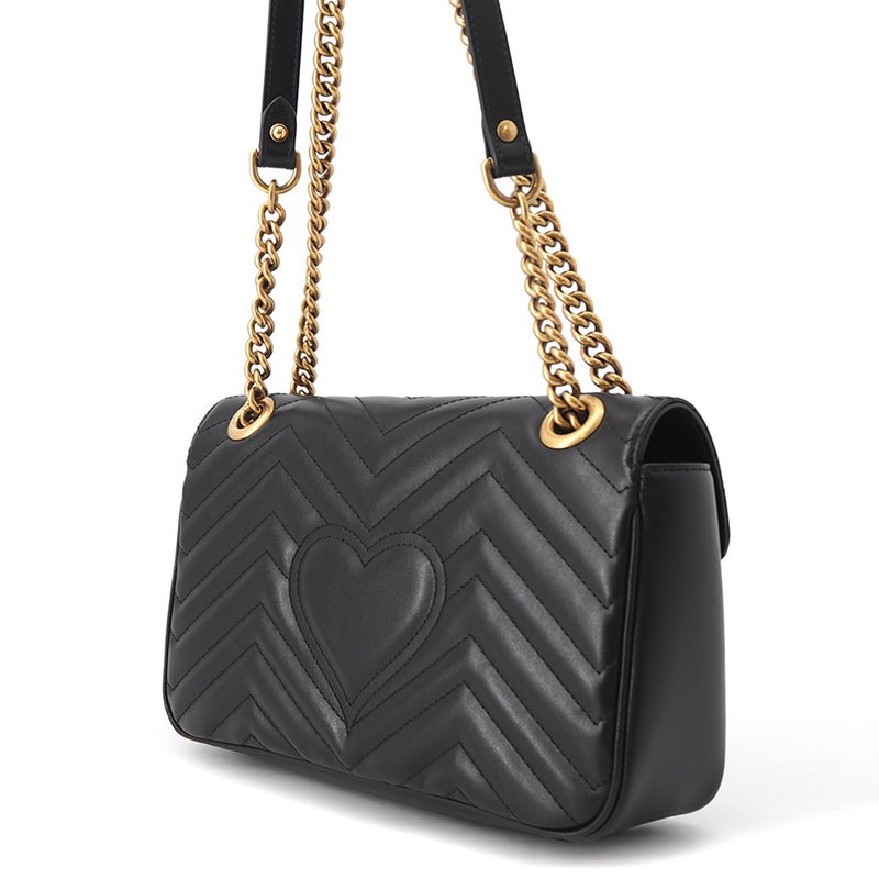 グッチ チェーンショルダーバッグ GGマーモント ミディアム キルティング レザー 443497 GUCCI バッグ 黒