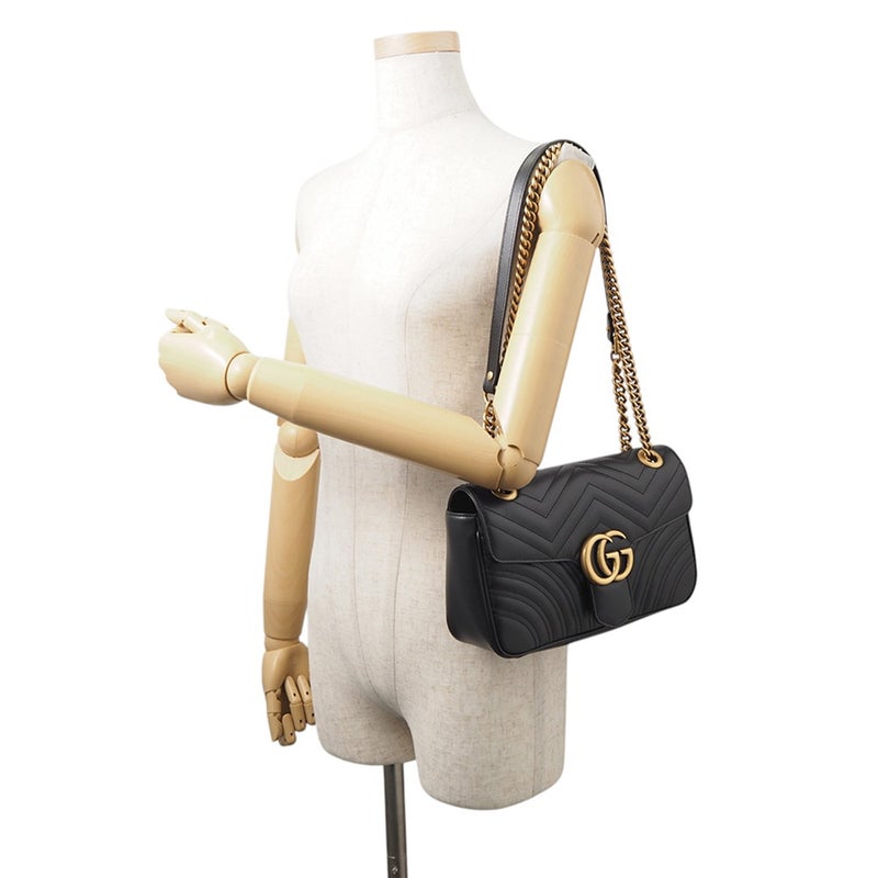 グッチ チェーンショルダーバッグ GGマーモント ミディアム キルティング レザー 443497 GUCCI バッグ 黒