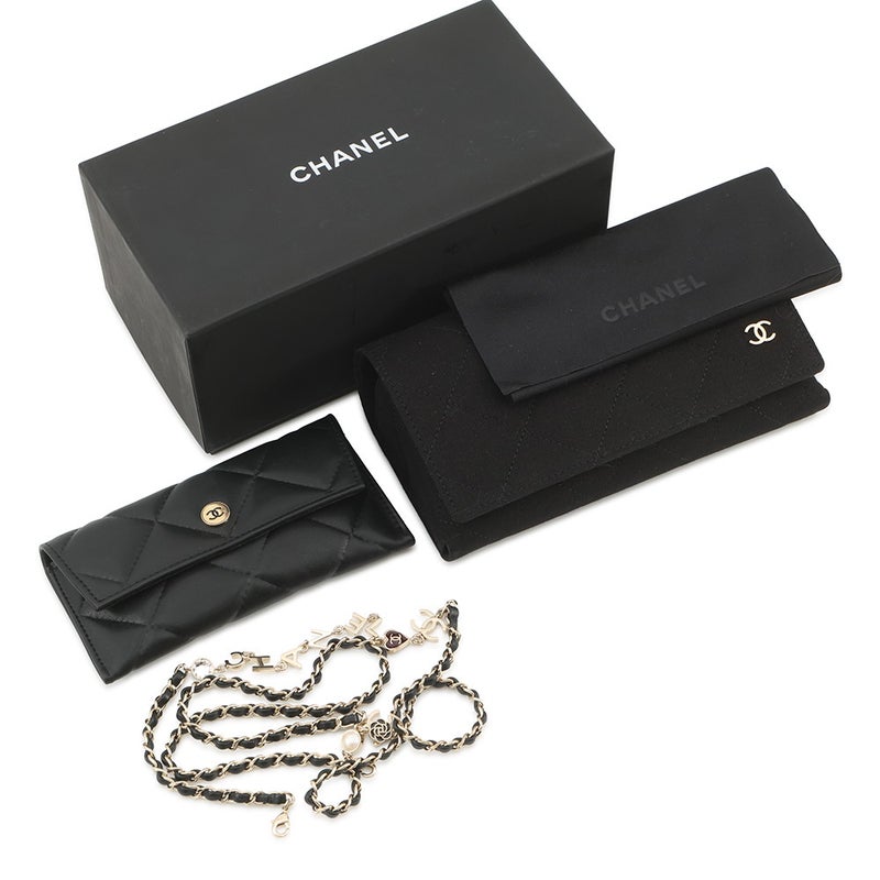 シャネル サングラス スクエア シェイプ ロゴチェーン付き カメリア ココマーク A40911 CHANEL アイウェア 黒