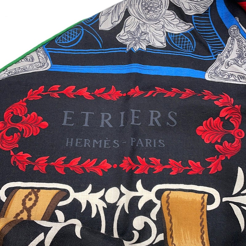 エルメス ストール トライアングル ジェアン 鐙・リミックス Etriers Remix カシミヤ シルク HERMES 2022年秋冬