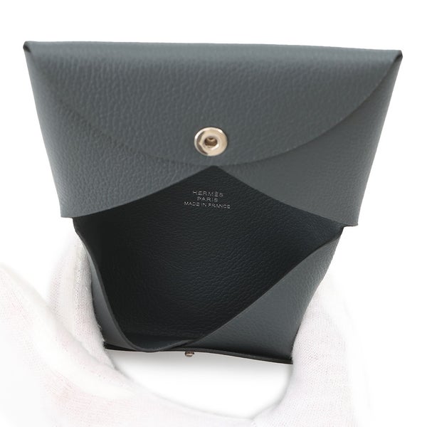 エルメス カードケース カルヴィ グリミスティ/シルバー金具 エバーカラー W刻印 HERMES 名刺入れ