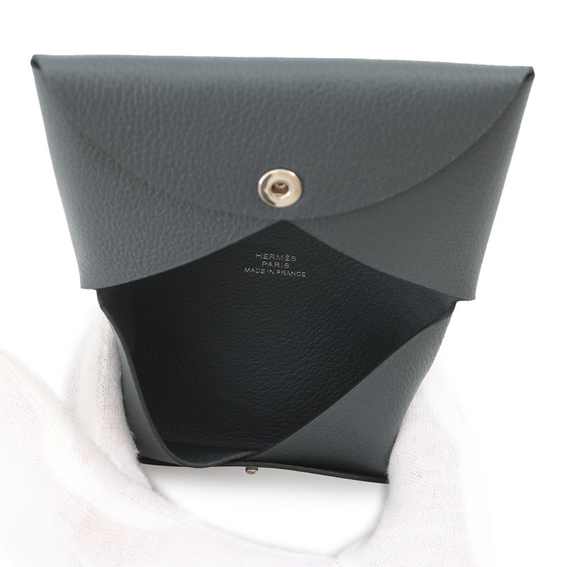 エルメス カードケース カルヴィ グリミスティ/シルバー金具 エバーカラー W刻印 HERMES 名刺入れ