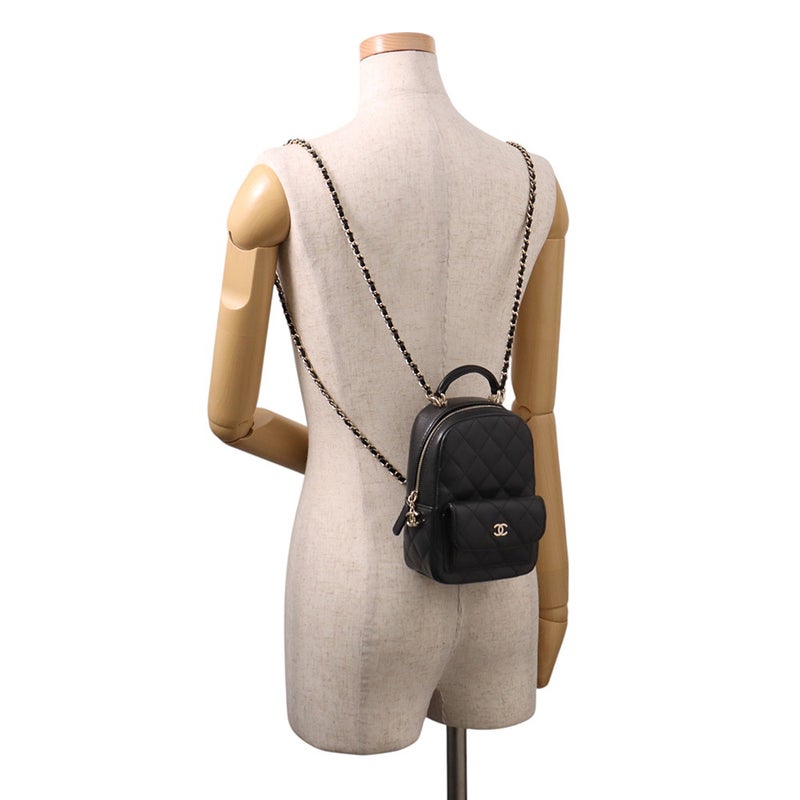 シャネル リュック マトラッセ ココマーク バックパック ミニ キャビアスキン AP3753 CHANEL 2wayショルダーバッグ 黒