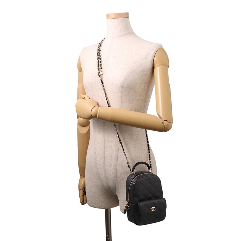 シャネル リュック マトラッセ ココマーク バックパック ミニ キャビアスキン AP3753 CHANEL 2wayショルダーバッグ 黒