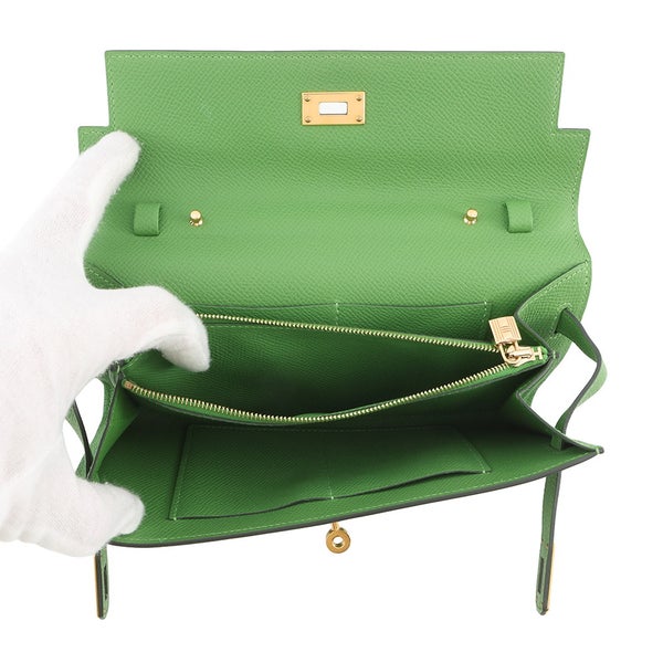 エルメス ケリーウォレット ロング トゥーゴー ヴェールユッカ/ゴールド金具 素材 W刻印 HERMES 財布