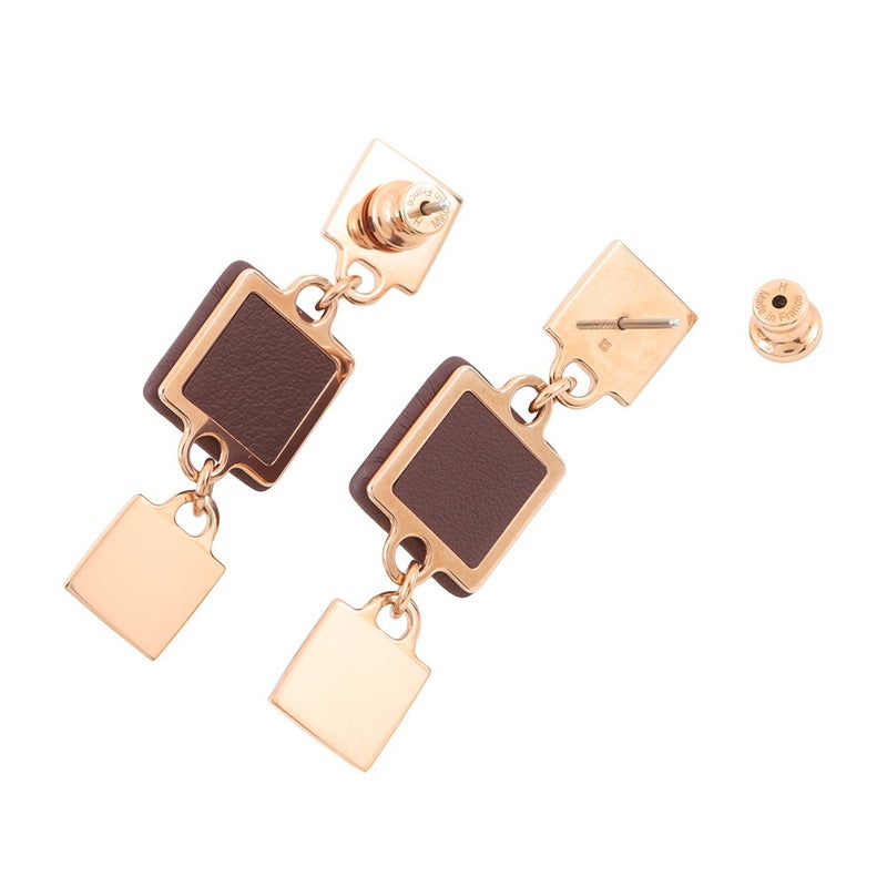 エルメス ピアス ディスコ・フォーブル ボルドー/ピンクゴールド金具 スイフト/メタル HERMES アクセサリー