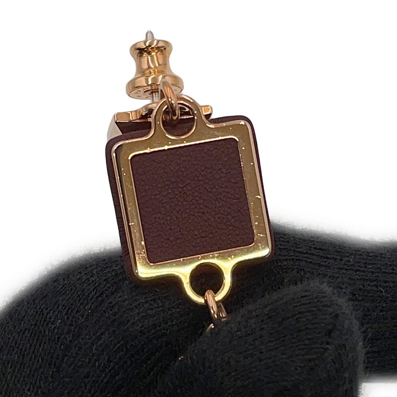 エルメス ピアス ディスコ・フォーブル ボルドー/ピンクゴールド金具 スイフト/メタル HERMES アクセサリー