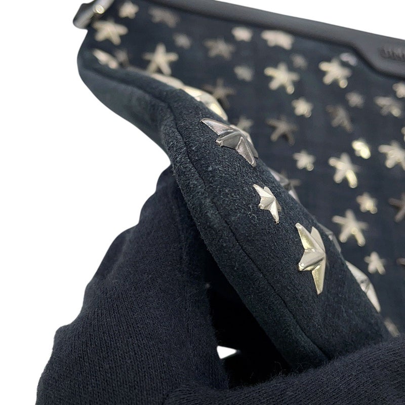 ジミーチュウ クラッチバッグ デレク スタースタッズ セカンドバッグ デニムスエード JIMMY CHOO 黒