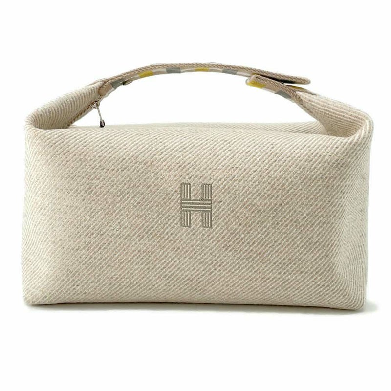 エルメス ポーチ ブリッド・ア・ブラック オ・カレ GM セーグル/シルバー金具 ウール HERMES