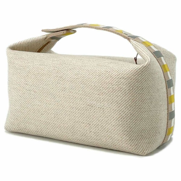 エルメス ポーチ ブリッド・ア・ブラック オ・カレ GM セーグル/シルバー金具 ウール HERMES