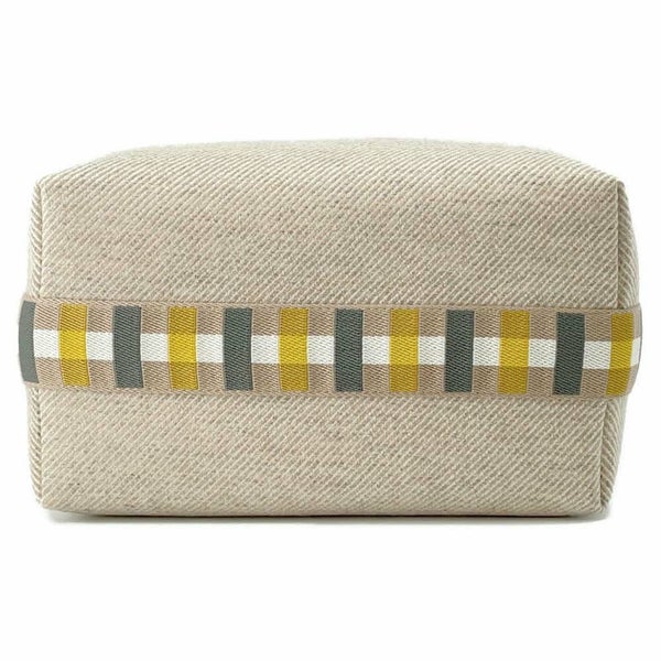 エルメス ポーチ ブリッド・ア・ブラック オ・カレ GM セーグル/シルバー金具 ウール HERMES