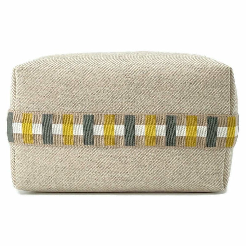 エルメス ポーチ ブリッド・ア・ブラック オ・カレ GM セーグル/シルバー金具 ウール HERMES