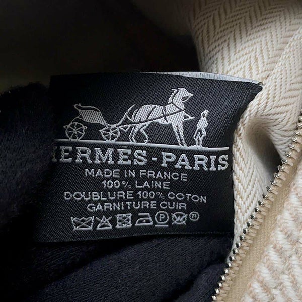 エルメス ポーチ ブリッド・ア・ブラック オ・カレ GM セーグル/シルバー金具 ウール HERMES