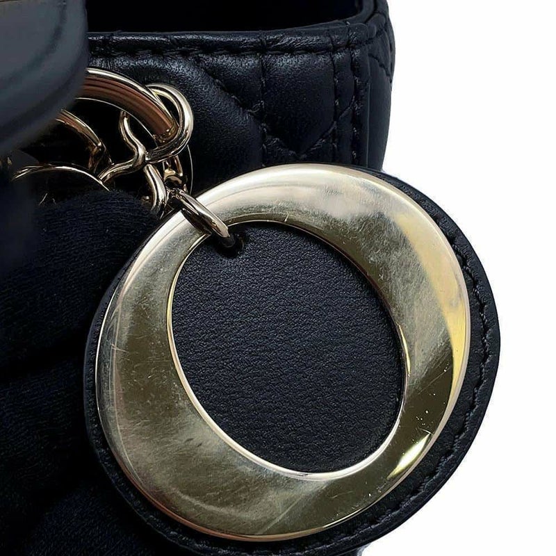 ディオール ハンドバッグ レディディオール カナージュ ミディアム ラムスキン M0565ONGE 2wayショルダー 黒