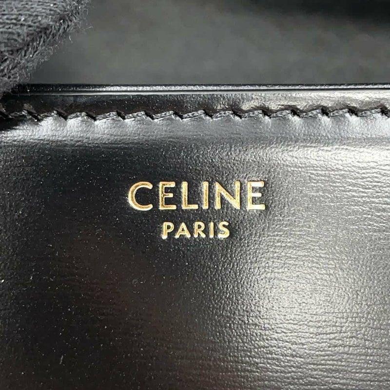 セリーヌ ショルダーバッグ ティーン トリオンフ シャイニーカーフレザー 188423 CELINE 黒